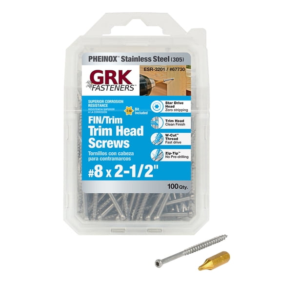 GRK 677308 par Vis de Finition/découpe PHEINOX 305SS Bricolé, (100 par Pack)