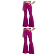 thumbnail image 1 of Decodeary Pantalon Confortable Taille Haute Léger Extensible Bas Cloche Violet m 2Set, 1 of 6