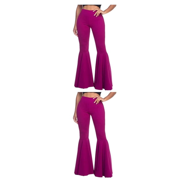Decodeary Pantalon Confortable Taille Haute Léger Extensible Bas Cloche Violet m 2Set