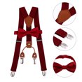 thumbnail image 1 of FONDOTIN 1 Ensemble Bretelles et Nœud Papillon Bébé Métal Rouge Foncé Mode Serrage Fort pour Enfants, 1 of 4