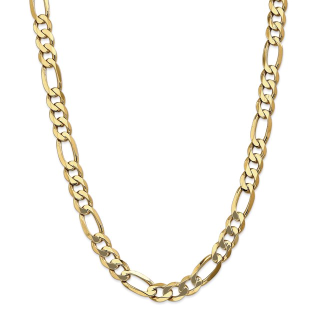 14k Yellow Gold 24 Inch 10mm Figaro Chain Necklace Pendant Charm Flat