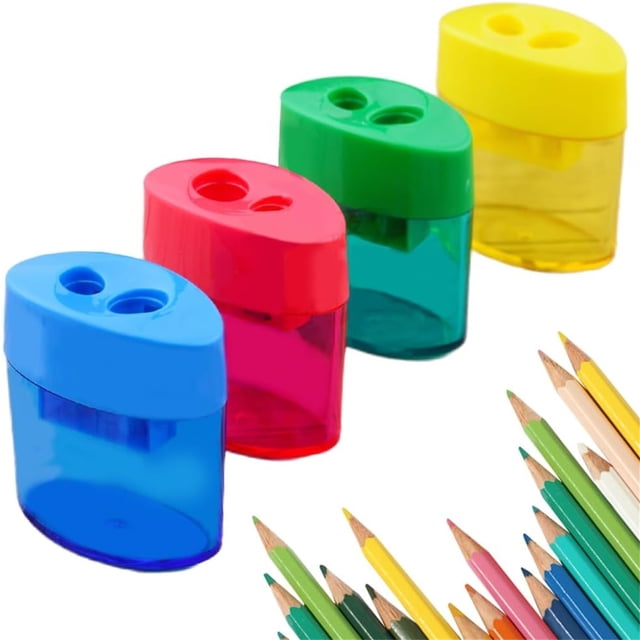 HUASHENG "Double Hole Creative Pencil Sharpener" With A Design Of Two Holes A Portable Pencil Sharpener Suitable For Students' Stationery A Cute Made Of Plastic.