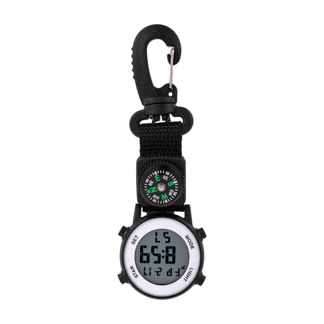 TIELUTT Fonction Montre Murale Extérieure Clip Numérique Montre Clip Fob Montre de Randonnée Nylon Noir