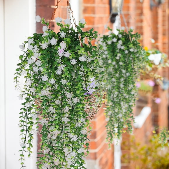 Meitianfacai Hanging Artificial Flowers Basket, Fake Silk Orchid Flowers, Simulation Flowers Indoor Outdoor Garden Yard Patio Decoration Party Wedding Decor