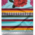 thumbnail image 3 of oneOone Tissu en Coton Flex à Rayures et Imprimé Floral, Largeur 40 Pouces, 3 of 3