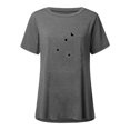 thumbnail image 3 of Hauts d'Été pour Femmes 2023 Mode Femmes T-Shirt Imprimé Col Rond Manches Courtes Tee Décontracté Blouse, 3 of 4