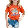 thumbnail image 4 of PMVFHDE Tenue de Pâques pour Filles T-Shirt Graphique de Pâques / Imprimé Lapin & Œuf Manches Courtes Col Rond / Tee-Shirt en Coton Doux pour Tout-Petit / Tenue Décontractée Printemps Été Orange, 3-4 Ans, 4 of 4