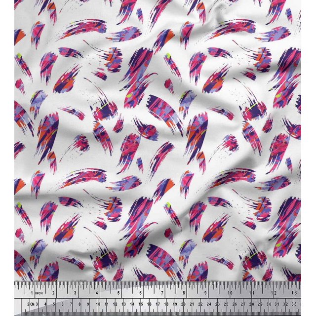 Soimoi Viscose Chiffon Fabric Brush Stroke Abstract Print Sewing Fabric Yard 42 Inch Wide