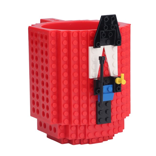 Tasse en Brique, Décoration Légère Blocs de Construction Tasses Jouet Amusant pour Rassemblement Rouge