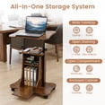 thumbnail image 3 of Costway 2PCS Mobile Podium Stand with Tilting Top Storage Cabinet & Lockable Wheels Rustic Brown + Black, 3 of 10