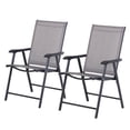thumbnail image 1 of Outsunny 2-Piece Folding Dining Chair Set for Relaxing on Patio, Grey, 1 of 10