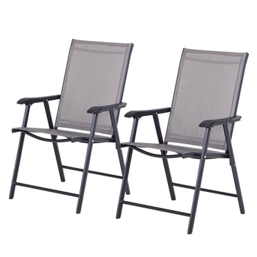 Outsunny Ensemble de 2 Chaises de Salle à Manger Pliantes pour Se Détendre sur le Patio, Gris