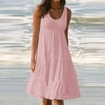 thumbnail image 2 of AherBiu Robes d'Été Grande Taille pour Femmes 2024 Tenue de Plage Boho Robe Midi Été à Volants Superposés Fluide Robes Débardeur, 2 of 6