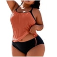 thumbnail image 1 of FAVIPT 2 Piece Tankini Womens Swimsuit Tummy Control Ruched Drawstring Swimwear Tropical Beach Comfy Bathing Suit Orange,L, 1 of 5