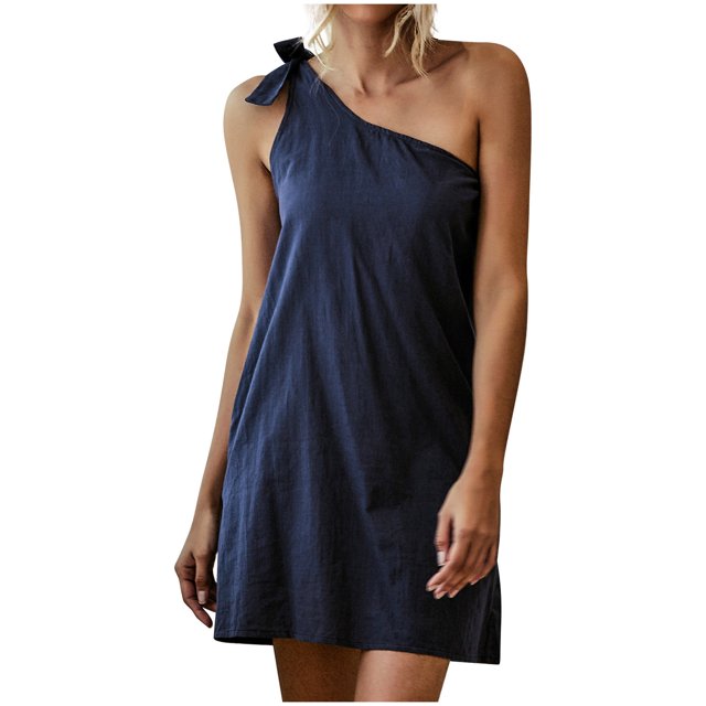 Robe d'Été Aguichant à Bretelles Inclinées pour Femmes Dames Femmes
