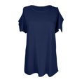 thumbnail image 4 of Timegard Womens Tops Cold Shoulder Crew Neck Short Sleeve Tunic Tops Mid Long Comfy Summer Casual, 4 of 6