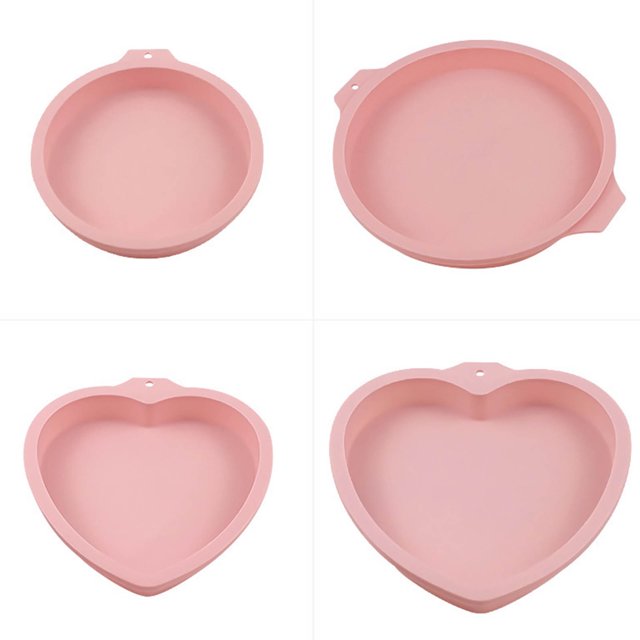 Hicess 6/8 inch Round Love Heart Shape Reusable Silicone Cake Mousse Mold Baking Tools