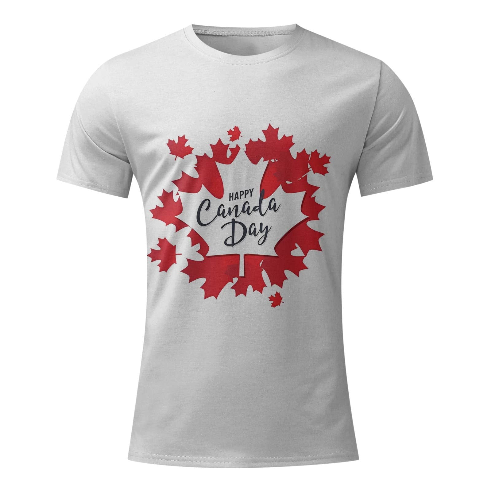 TIMIFIS T-Shirts pour Femmes Été Col Rond Manches Courtes Chandails Décontractés Vintage Feuille d'Érable Canadienne Imprimée T-Shirts