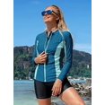 thumbnail image 2 of Charmo Womens Rash Guard Shirt Long Sleeve Raglan Sun Protection Swim Shirt Bathing Suit UPF 50, 2 of 6