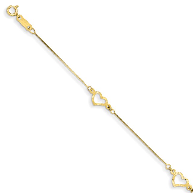 Bracelet Cœur Fantaisie en Or Jaune 14 K