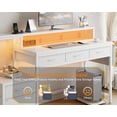 thumbnail image 3 of GUNAITO 60 Inch Gaming Desk with 5 Fabric Drawers and Storage Shelves, Computer Desk with LED Lights and Charging Station, White Carbon Fiber, 3 of 9