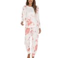 thumbnail image 3 of Ensemble de Pyjama pour Femmes Pantalon Femmes Mode Imprimé Teinture sur Nœuds Manches Longues Pantalon Ensemble de Pyjama Deux Pièces, 3 of 5