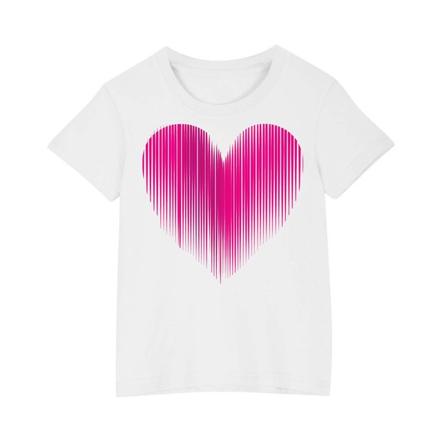 Posijego T-Shirts de la Saint-Valentin pour Enfants, T-Shirt Graphique avec Cœur, Garçons Filles, Col Rond, Manches Courtes, Hauts Mignons