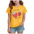 thumbnail image 1 of Akiihool Vêtements d'Été pour Filles T-Shirts Graphiques pour Fille Vacances Haut Hibiscus Col Rond Manches Courtes Jolis Hauts d'Été Coupe Ajustée T-Shirt (Jaune, 3-4 Ans), 1 of 4