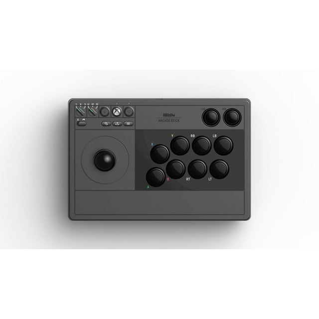 8BitDo Bâton d'Arcade pour Xbox - Manette d'Arcade Noire Sans Fil et Filaire avec Boîtier Rectangulaire Noir Mat, joystick à Gauche, Huit Boutons Noirs Étiquetés a, B, X, Y, RB, LB, RT, LT, Deux Petits Boutons LSB et RSB en Haut à Droite, et Boutons de Fonction en Haut à Gauche pour une Mappage Rapide et des Paramètres de Profil, compatible avec Xbox Series X/S, Xbox One et Windows 10 et Plus, Idéal pour des Jeux d'Arcade Personnalisables.