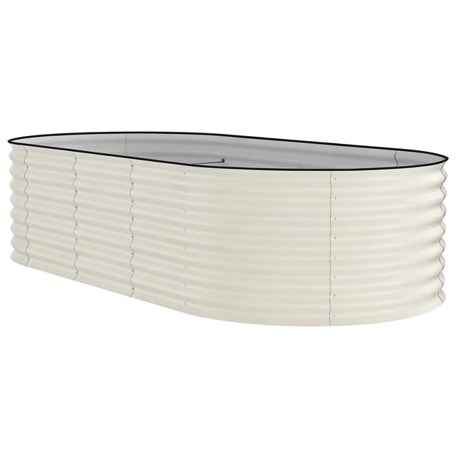 Raised Garden Bed – Weather-Resistant Galvanized Steel Planter Box – Durable, Rust-Resistant – Tool-Free Setup – for Vegetables, Flowers & Herbs– Beige with Anti-Cut Strips, 240x120x60cm
