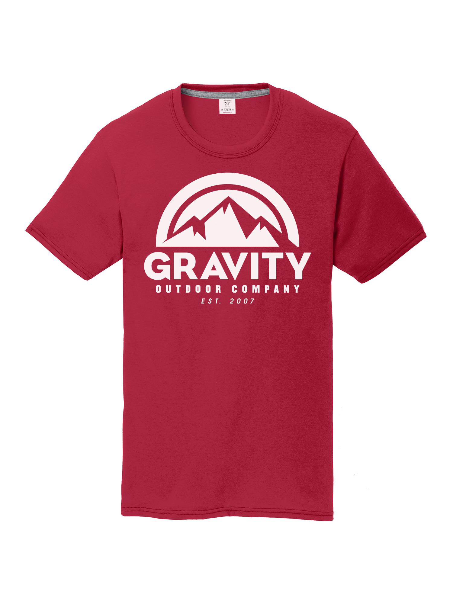 Gravity Outdoor Co. Youth Performance T-Shirt - White Logo - Red - X-Small