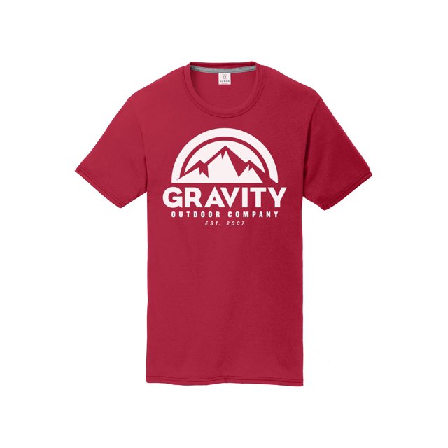 Gravity Outdoor Co. Youth Performance T-Shirt - White Logo - Red - X-Small
