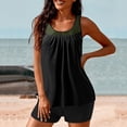 thumbnail image 4 of RKSTN Tankini Swimsuits for Women Summer Fashion Solid ColorConservative Two Piece Set Bathing Suits with Boyshorts Loose Plus Size Round Neck Sleeveless Pleated Swimsuits, 4 of 5