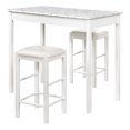 thumbnail image 1 of Linon Tifton Three Piece Wood & Faux Marble Tavern Set Backless Stools in White, 1 of 14