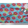 thumbnail image 3 of Soimoi Blue Crepe Silk Fabric Text,Lips & Heart Print Sewing Fabric Yard 42 Inch Wide, 3 of 3