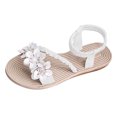 thumbnail image 1 of Womens Flat Sandals Weave Strap Open Toe Rhinestone Flower Decoration Ankle Elastic Non Slip Lightweight Breathable Summer Beach Sandals Beige, 1 of 6