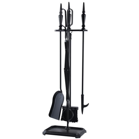 Lichamp Gothic Fireplace Tools Set, 5-Pieces Indoor Outdoor Sturdy Fire Place Poker Sets with Gothic Handle, FTS35BK