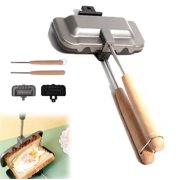 Hot Sandwich Maker, Hot Dog Pocket Maker, Hot Dog Toaster, Double-Sided Removable Sandwich Baking Pan, Non-Stick Hot Dog Toaster, for Breakfast Pancakes, Toast, Wooden handle