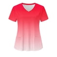 thumbnail image 1 of EQWLJWE Women's Plus Size V-Neck Short Sleeve Printed Scrub Top with Pocket, 1 of 3