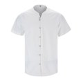 thumbnail image 3 of Button Down Shirts for Men Spring Summer Solid Color Turn Down Collar Short Sleeve Dark Blue Fall Tops for Men Trendy size L, 3 of 8