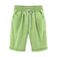 thumbnail image 1 of Pisexur Womens Shorts Solid Color Linen Shorts Adjustable Drawstring Elastic Waist Short Pants Summer Casual Knee Length Shorts Fashion Loose Oversized Bermuda Shorts with Pockets,S-5XL, 1 of 6