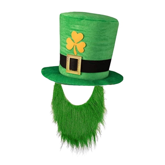 Yingyy ST Patricks day Hat for Adults W/ Beard Costume any leprechaun costume Yellow for Leaf