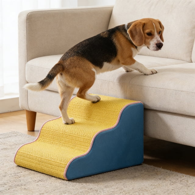 Deeceymbur Foam Pet Stairs for Dogs Cats Non Slip Surface Washable Cover Portable Step Ramp Supportive Design for Senior Small Medium Pet Indoor Rest