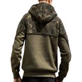 thumbnail image 3 of MAWCLOS Mens Pullover Camouflage Sweatshirt Drawstring Hoodies Fleece Fall Long Sleeve Hooded Tops Army Green M, 3 of 6