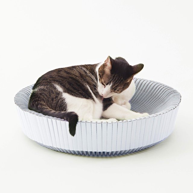 KATRIS Nest Cat Scratcher Lounge Bed (Pearl White Assembled Bundle)