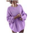 thumbnail image 2 of EGNMCR Pull Col Rond pour Femmes, Pull pour Femmes Mode Décontractée Manches Longues Couleur Unie Pull Manches Women Sweater, 2 of 6