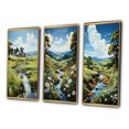 thumbnail image 3 of Designart "In Pasture Countryside Sheep painting" Landscape & Nature Framed Wall Art Set Of 3 - Green Countryside Frame Gallery Wall Set For Home Decor, 3 of 6
