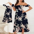 thumbnail image 2 of Mommy and Me Dress Matching Outfits Off Shoulder Beach Boho Maxi Ruffle Chiffon Dress for Mother and Daughter, 2 of 6