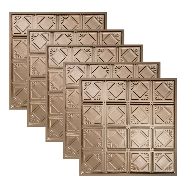 Great Lakes Tin Ludington Champagne 2ft x 2ft Lay In Ceiling Tiles (5 Pack)