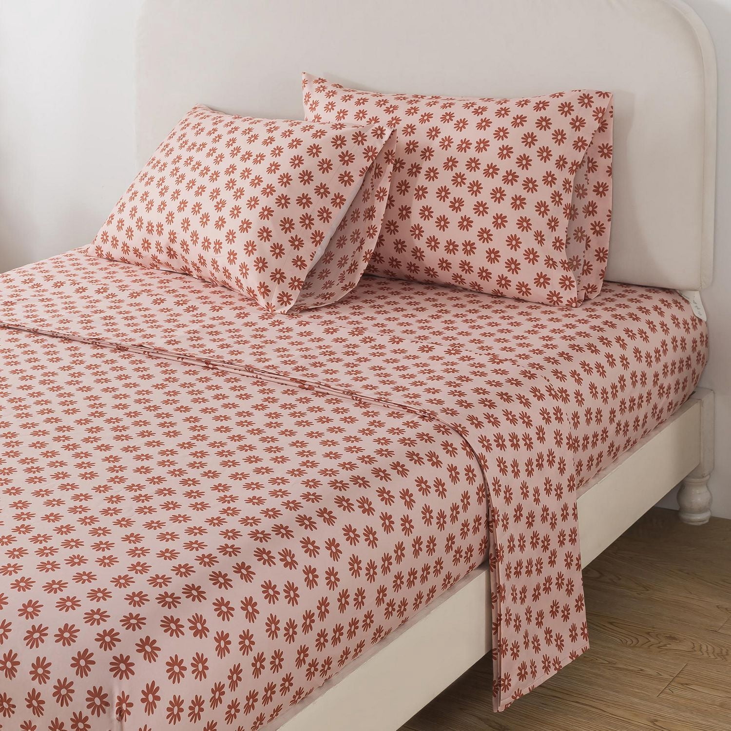 Mainstays – Ensemble de literie tout-en-un réversible avec couette et draps, 5 pièces, format simple très grand (Twin XL), rose blush